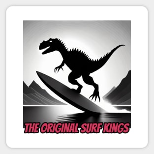 Dinosaur Surfing Funny Sticker